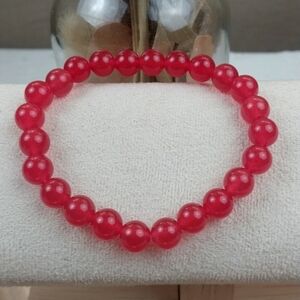 Red Jade High Quality Natural Healing Energy Gemstone Stretch Bead Bracelet